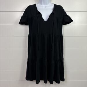 J. Crew Pullover Short Sleeved Knit Tee Shirt Dress Black sz XS